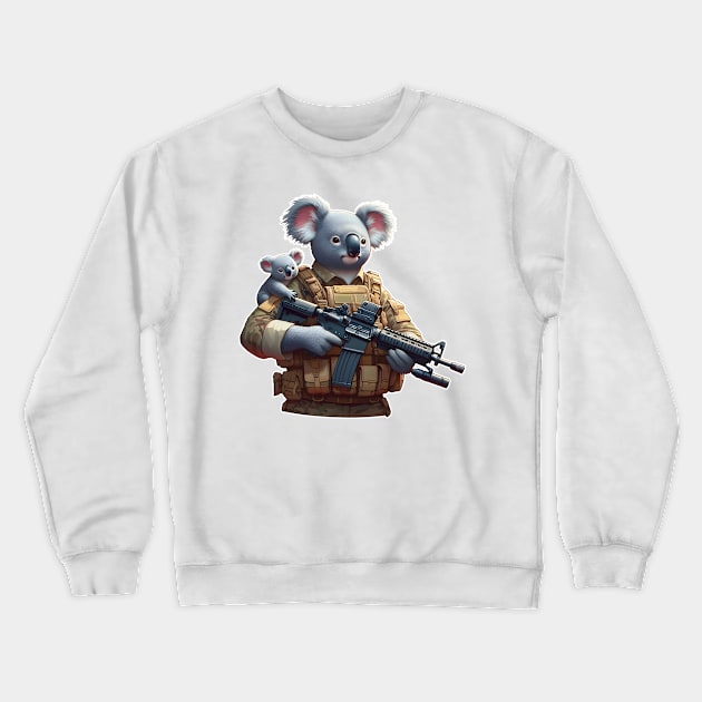 Tactical Koala Crewneck Sweatshirt by Rawlifegraphic